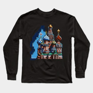 Saint Basils Cathedral Pixel Art Long Sleeve T-Shirt